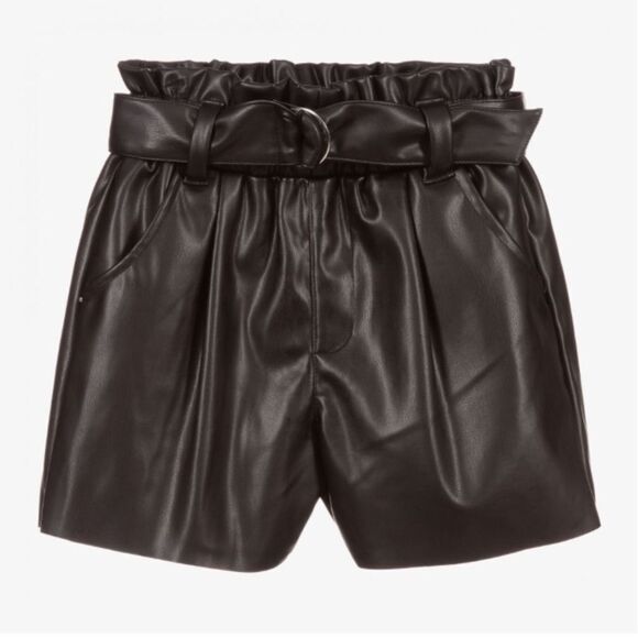 MAYORAL BLACK FAUX LEATHER SHORTS - Picture 1 of 3